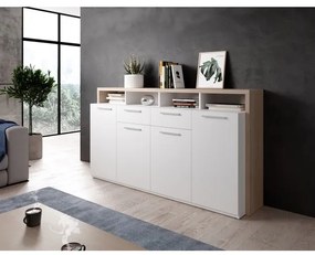 Comodă LEBY, Stejar Sonoma/Alb