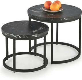 Set 2 masute cafea OREO, negru cu efect de marmura