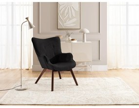 Fotoliu negru cu tapițerie din catifea reiată Niko – Ropez