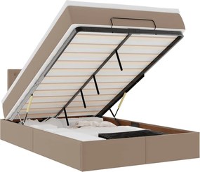 vidaXL Cadru de pat otoman cu saltea Cappucino piele artificială