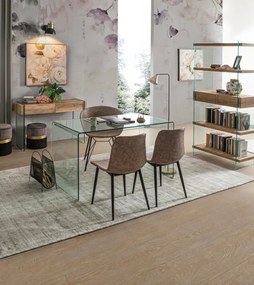 Birou de studiu transparent din sticla temperata, 126 cm, Suami Bizzotto