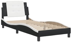 3208168 vidaXL Cadru de pat cu tăblie negru și alb 100x200cm piele artificială