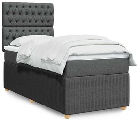 vidaXL Pat box spring cu saltea, gri închis, 80x200 cm, textil