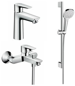 Set baterii lavoar, cada si set de dus Hansgrohe Talis E crom