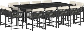 vidaXL Set mobilier de grădină cu perne, 13 piese, negru, poliratan