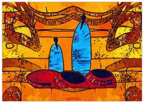 Tablou pe sticlă - Pictură străveche (70x50 cm)