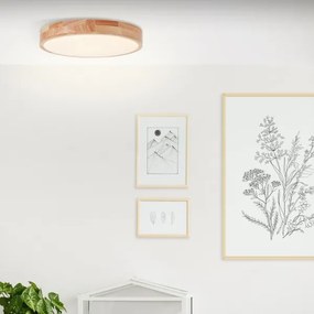 Brilliant - Plafonieră LED SLIMLINE, 22 W, 230 V, Ø 39 cm, lemn de cauciuc