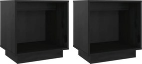 vidaXL Noptiere, 2 buc., negru, 40x30x40 cm, lemn masiv de pin