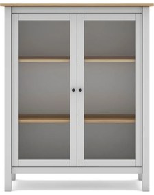 Vitrină alb/natural din lemn de pin 90x110 cm Misti – Marckeric
