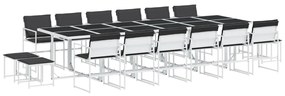 3295117 vidaXL Set mobilier de grădină, 17 piese, cu perne, alb, textilenă