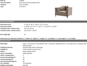 Fotoliu elegant design LUX Sienna, catifea greige 113385 HZ