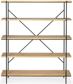 Bibliotecă lemn masiv Colette Stejar, 140 × 38 × 165 cm