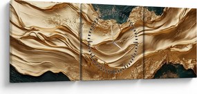 Tablou - Abstracție verde cu auriu II. (cu ceas) (90x30 cm)