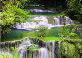 Tablou pe sticlă - Cascada Huay Mae Khamin, Kanchanaburi, Thailanda (70x50 cm)