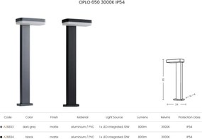 Stalp exterior OPLO IP54 gri inchis H-65cm