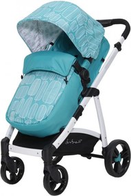 Carucior nou nascuti 2 in 1 NOVOKIDS™ Rachel PRO, Cu geanta bebe inclusa, Cadru aluminiu, Plasa insecte, Maner reglabil pe inaltime, Turquoise
