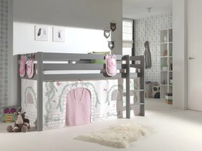 Pat copii supraînălțat Pino 90x200 cm cu husă Birdy și 3 buzunare textile pentru copii – Vipack [Dimensiuni: 208x98x114 cm]