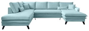 Canapea extensibilă în formă de „U” cu șezlong pe partea stângă Miuform Charming Charlie, albastru deschis