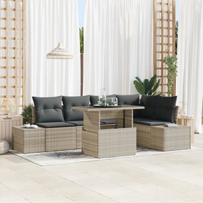 vidaXL Set de canapele pentru grădină 6 pcs Gri deschis Rattan poli
