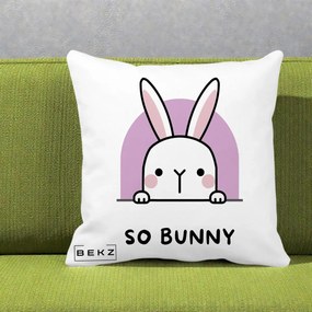 Perna Decorativa So Bunny Kawaii, 40x40 cm, Alba Mata, Husa Detasabila, Perna Inclusa, BEKZ®