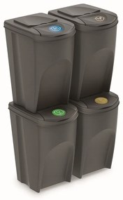 Set pubele pentru deseuri sortate, 4 x 35 l, gri