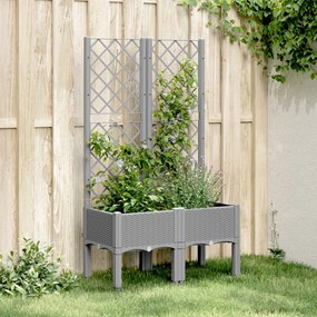 vidaXL Jardinieră de grădină cu spalier, gri deschis, 80x40x142 cm, PP
