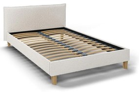 Pat matrimonial crem cu tăblie și somieră 140x200 cm Tina – Ropez