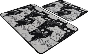 Covorașe de baie negre/gri 2 buc. 60x100 cm White Cats – Foutastic