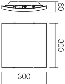 Redo ISIDE 05-904 - Plafonieră 1x E27/42W/230V, 30x30 cm, transparentă