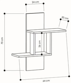 Raft de perete MILL 70x64 cm antracit