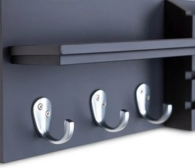 Cuier cu 3 agatatori, Antracit Homs, gri antracit, 60 x 15 x 10 cm, MDF