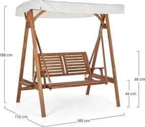 Balansoar de grădină în culoare naturală din lemn masiv Noemi – Bizzotto
