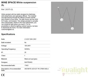 Lustra cu 2 pendule design modern MINE SPACE White 28375-2L