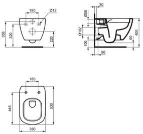 Vas wc suspendat rimless plus Ideal Standard Tesi alb lucios Alb lucios