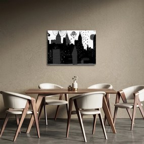 Tablou - Oraș cu inscripții și modele (70x50 cm)
