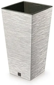 Ghiveci de flori FURU SQUARE ECO WOOD cu inserție39, 5 cm, alb ECO, L