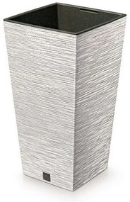 Ghiveci de flori FURU SQUARE ECO WOOD cu inserție39, 5 cm, alb ECO, L