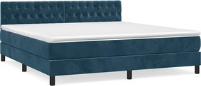 vidaXL Pat box spring cu saltea, albastru închis, 180x200 cm, catifea