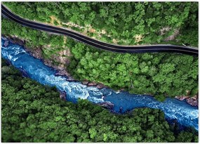 Tablou - Râu între munți, Caucaz, Rusia (70x50 cm)