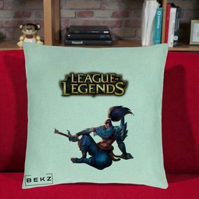 Perna Personalizata League of Legends Yasuo, 40x40 cm, Verde Menta, Husa Detasabila, Perna Inclusa, BEKZ®