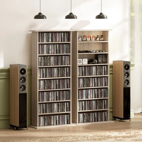 HOMCOM Raft pentru CD-uri cu 6 rafturi reglabile, capacitate 360 CD/185 DVD, 58 x 24 x 126,3 cm, culoare lemn | Aosom Romania