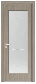 Usa Interior din MDF Novo Doors ND110-1, Cadru din Lemn Masiv, Geam Sablat, KIT COMPLET, Toc , Manere si balamale incluse (Culoare: Gri, Dimensiune: