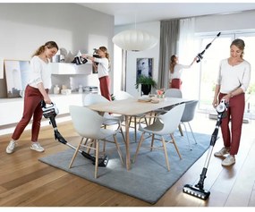 Aspirator vertical Bosch Unlimited 7 BBS711W, 300 ml, Motor TurboSpin, Lumini LED, Autonomie 40 min, Alb/Negru