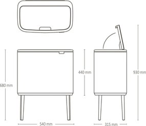 Coș Brabantia Bo Touch 1005546, 36 l, Deschidere lină și silențioasă, Deschidere mare, Bej
