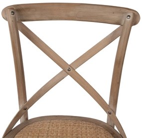 Scaun dining din lemn masiv și răchită, 44x42x88 cm, finisaj natur
