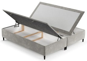 Pat matrimonial gri deschis tapițat cu spațiu de depozitare 200x200 cm Tate – Maison de Rêve