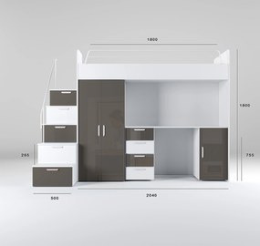 Pat pentru copii Ruby IV S (Alb + gri) (Cu somieră). 611109