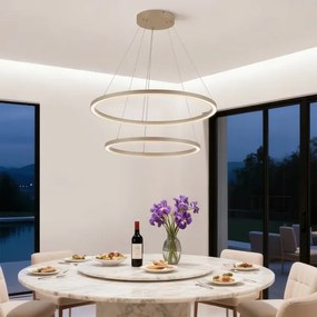 Brilagi - lustru pe cablu LED dimabil PORTOFINO LED/98W/230V Ø 80 cm bej + telecomandă