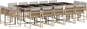 vidaXL Set mobilier grădină cu perne, 15 piese, bej combinat poliratan