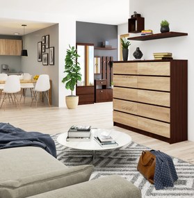 Comodă Keanu V (wenge + Stejar sonoma). 1069389
